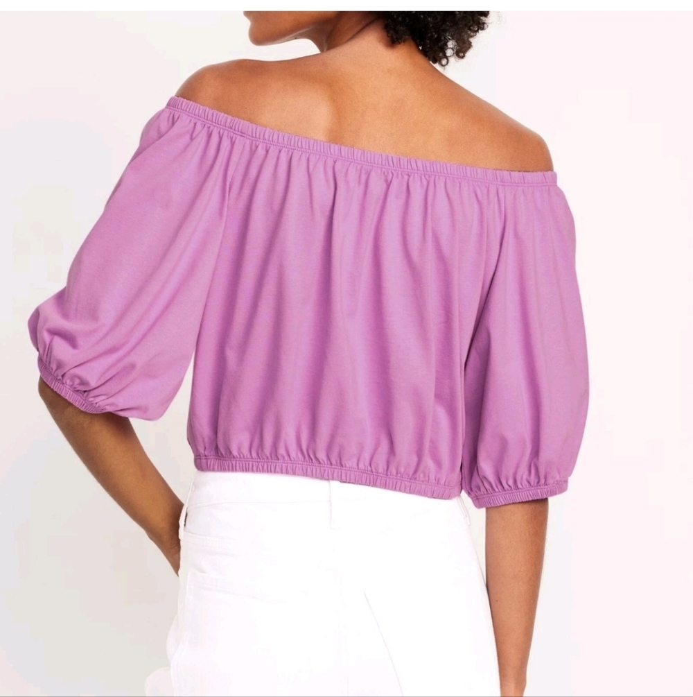 Old Navy Purple Off-Shoulder Crop Top - Picture 4 of 4